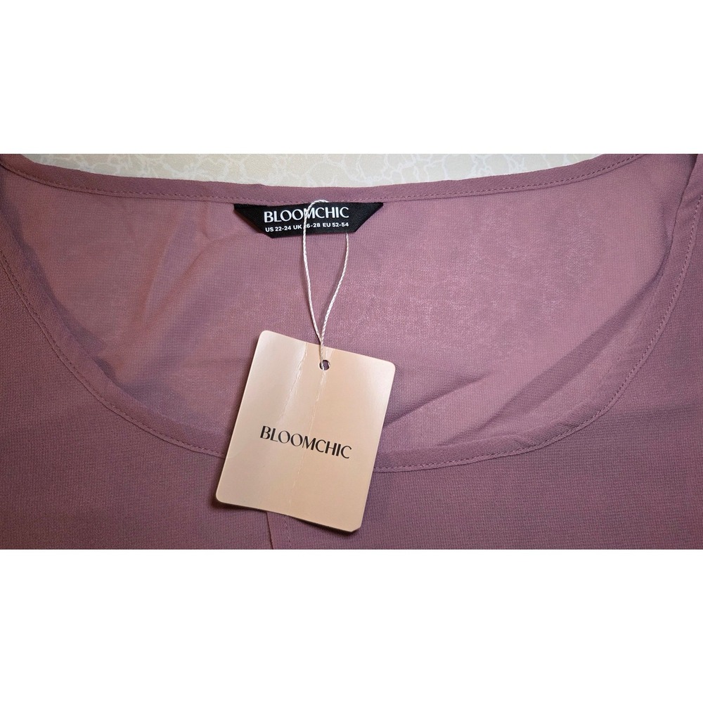 BloomChic Lavender Sheer Chiffon Blouse Top Plus Size 22-24 NWT Asymmetrical - Picture 7 of 8